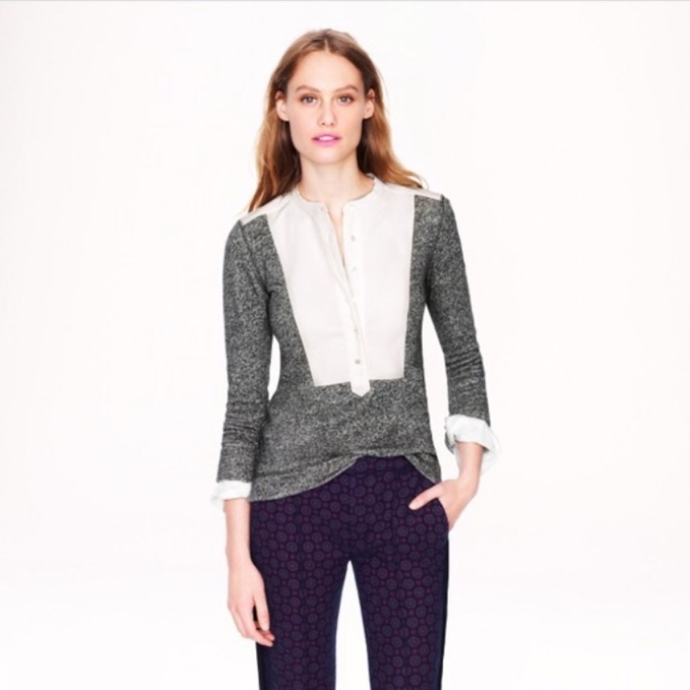 JCrew Tuxedo Bib Sweatshirt in Navy Blue!